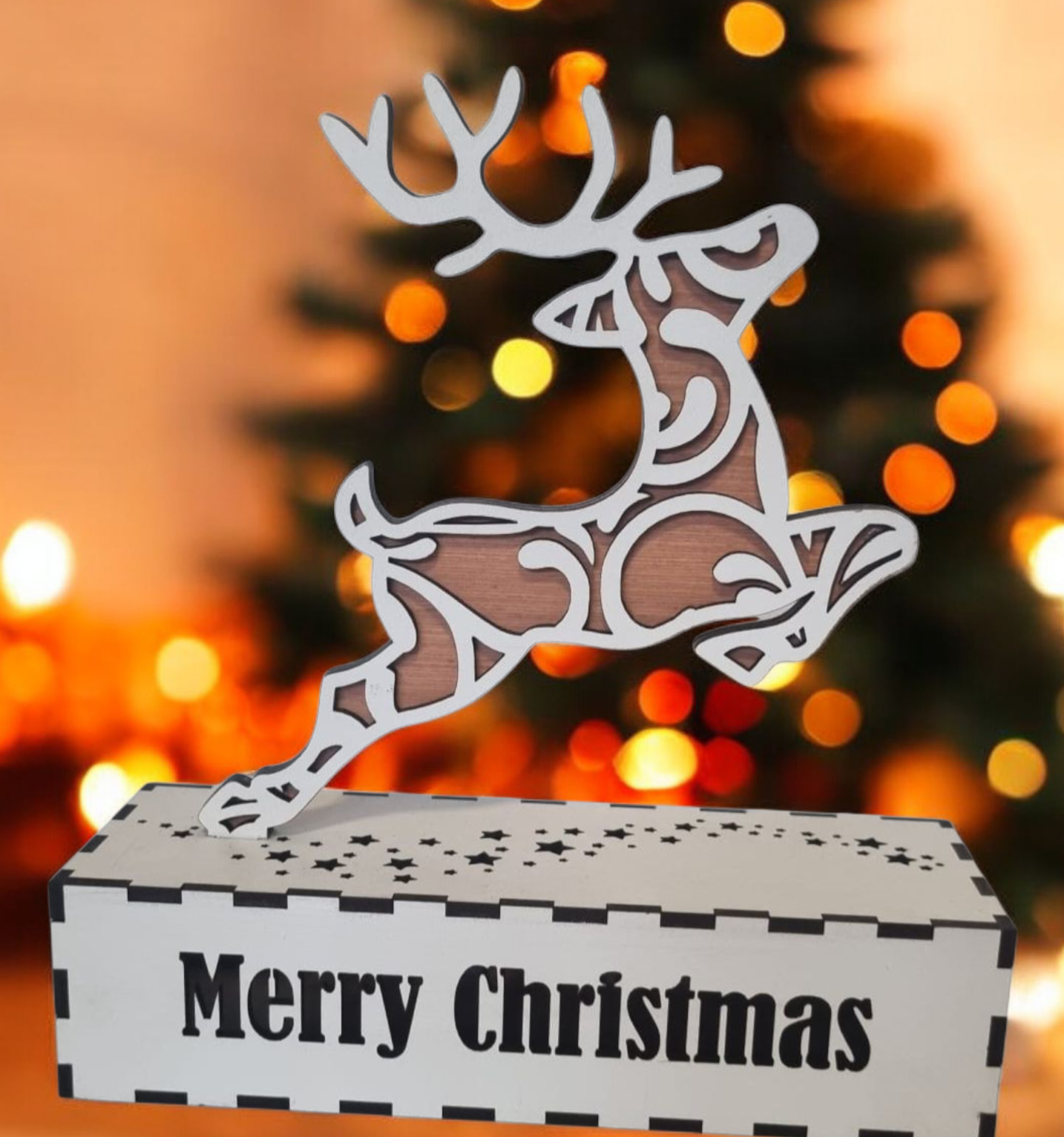 Wooden Reindeer with Box