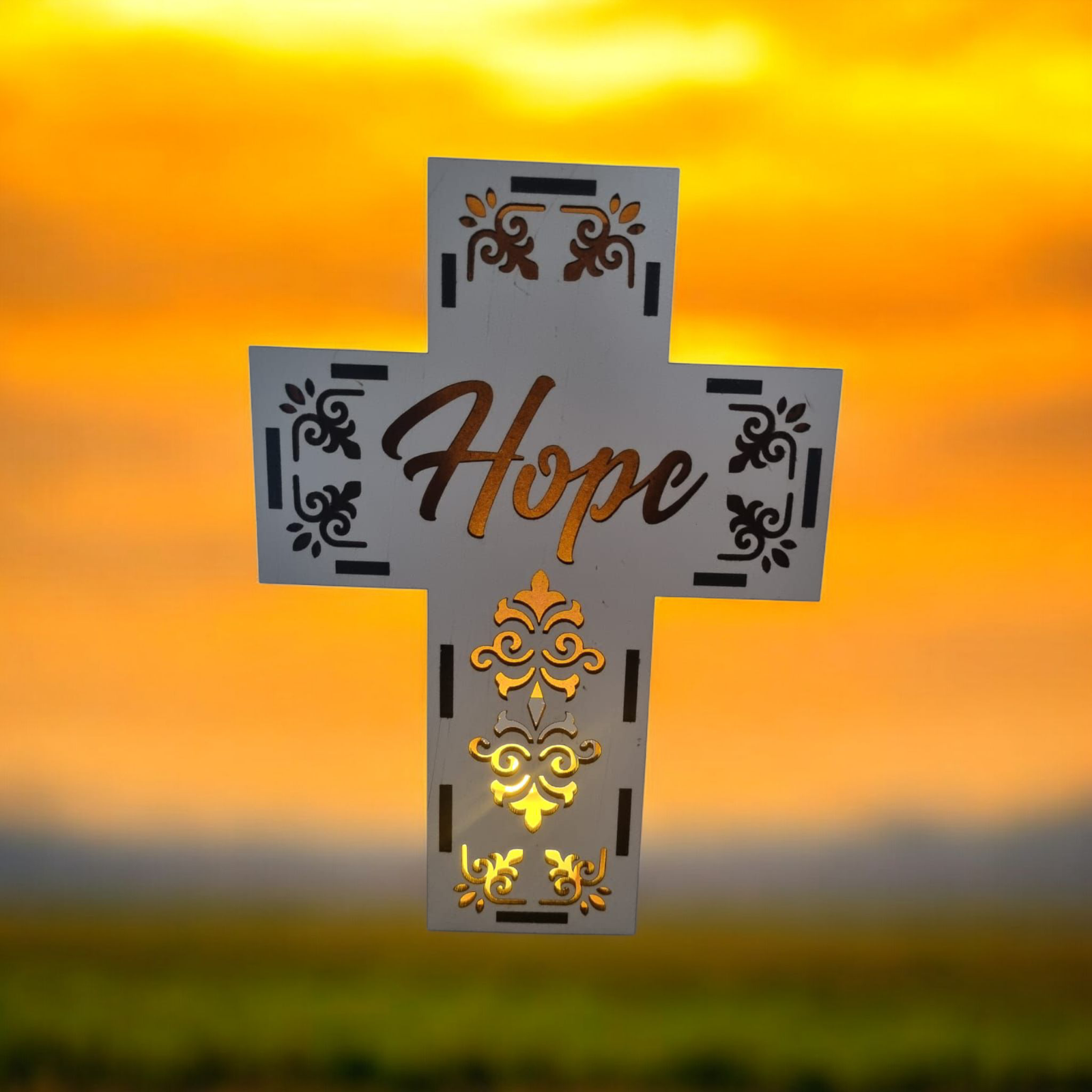 Illuminated Hope Cross Decoration